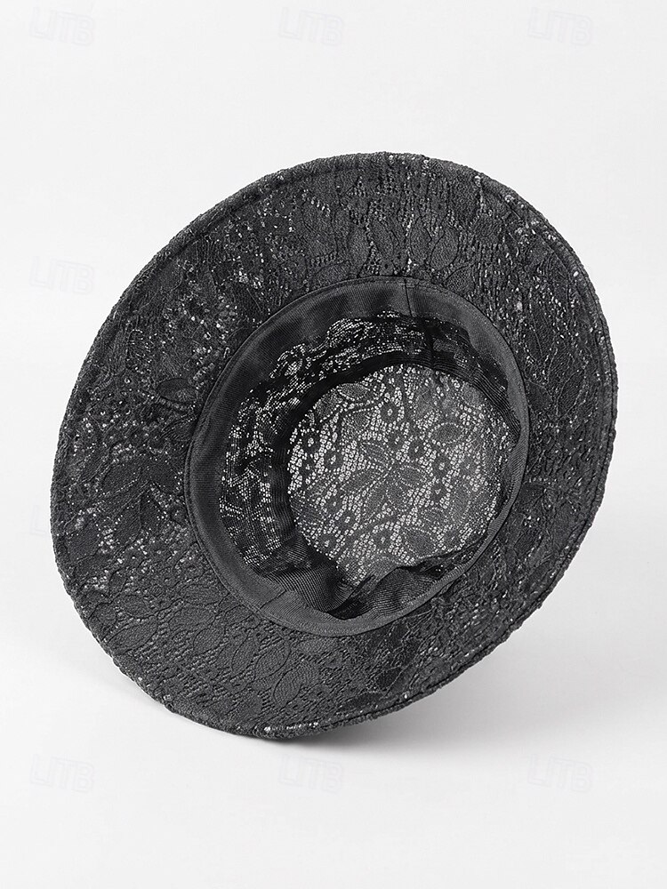 Dámský bohémský krajkový klobouk, prodyšný polyesterový skládací sluneční klobouk v černé a bílé barvě pro dovolenou na pláži, každodenní nošení na volný čas, cestování a letní styling. 2026 - $11.99 –P6