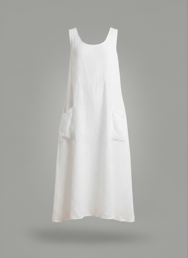 Mujer Vestido maxi Vestido de cambio Vestido de verano Casual Diario Holgado Plano Sin Mangas Cuello Barco Azul Piscina Negro Blanco Verde Claro Verano Primavera Otoño 2026 - $9.99 –P14