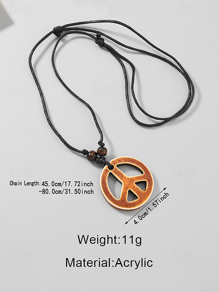 Halsketting voor heren in bohemian vintage stijl, gemaakt van acryl, met verschillende hangeropties, waaronder een schildpad en ivoor, en een verstelbaar koord. Ideaal voor een strandvakantie, 2026 - $7.99 –P10