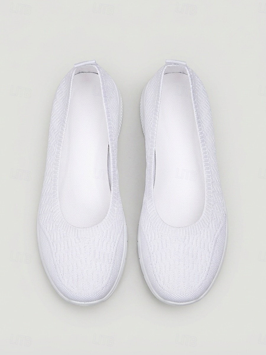 Women's White Lightweight Slip-On Walking Shoes – Breathable Knit Comfort Sneakers for Travel, Cruise Wear and Casual Use 2026 - $24.99 –P5