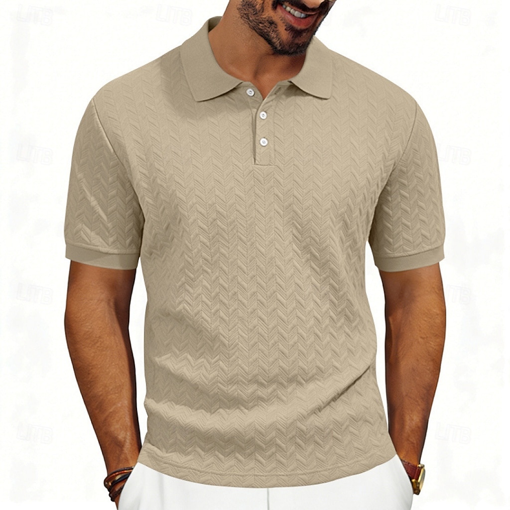 Men's Polo Polo Shirts Casual Street Lapel Short Sleeve Basic Modern Plain Lightweight Buttons Summer Spring Regular Fit Black White Khaki Dark Grey Army Green Polo 2026 - $21.99 –P7