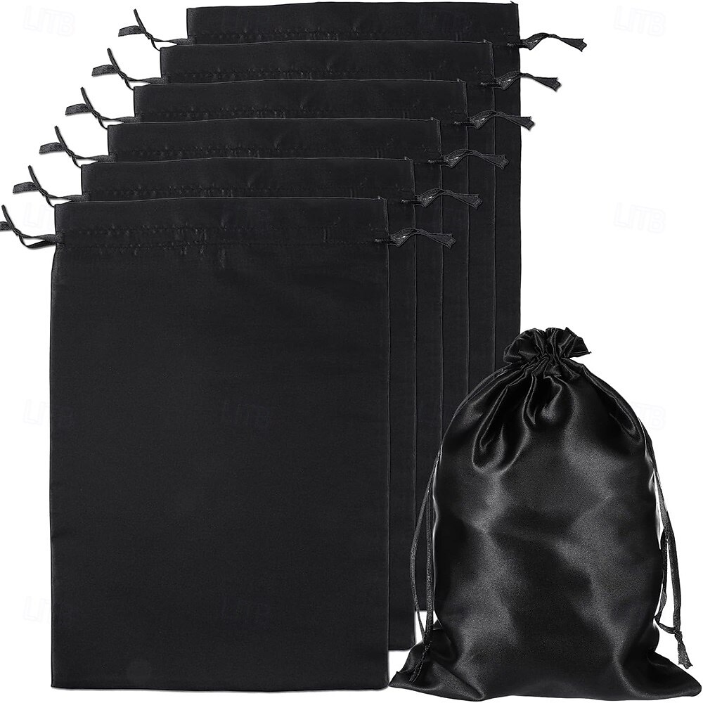 10Pcs Wig Bags with Satin Drawstring, Black Silk Hair Storage Bags for Multiple Wigs, Bundles, Extensions 2026 - $28.99 –P1