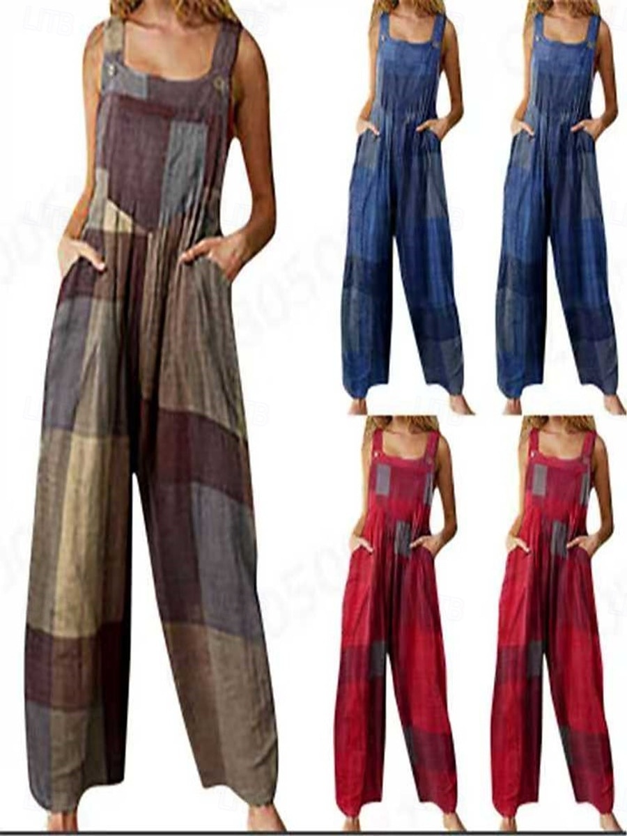 Damen Hose aus Baumwollleinen Mode Volle Länge Hohe Taille Karomuster Stilvoll Schnalle Drucken Atmungsaktivität Weich Mikroelastisch Lässig Täglich Heim Blau Hellgrünkaffee Weinrot Sommer Frühling 2026 - $21.99 –P4