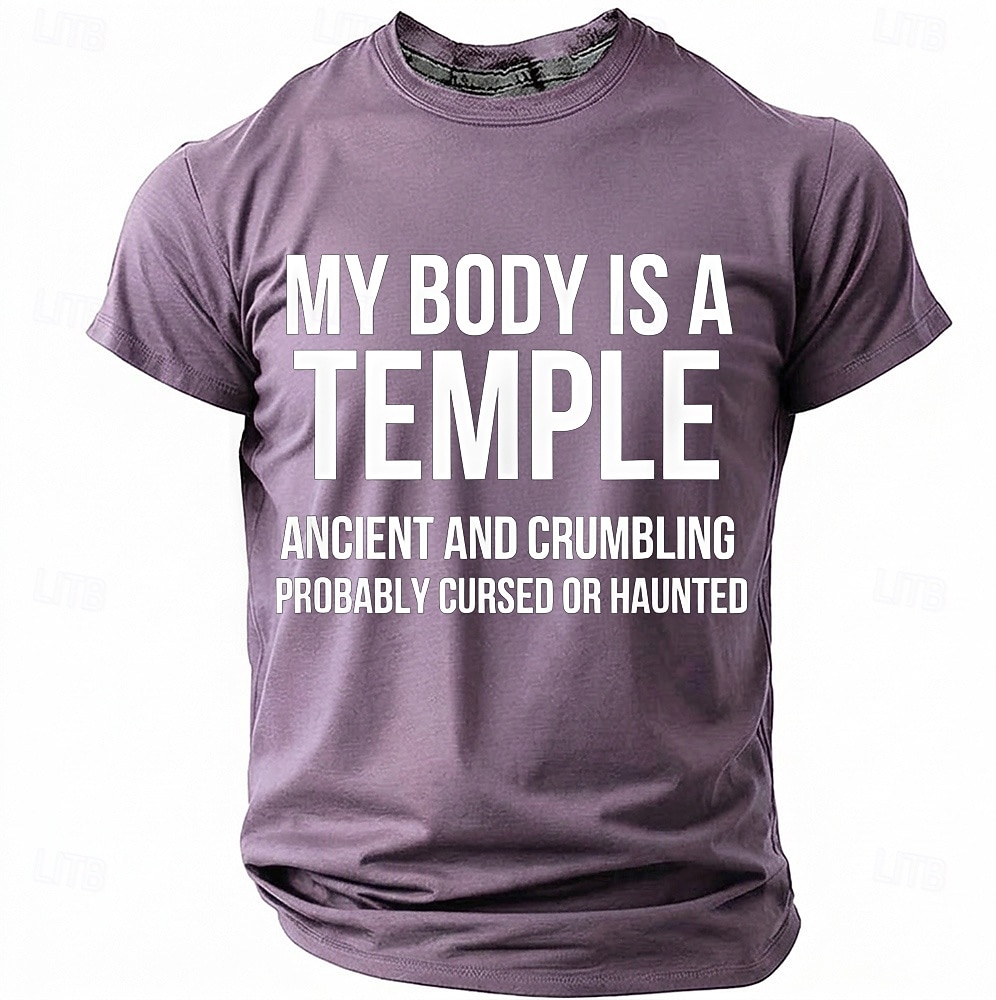 Corpul meu este un templu antic, blestemat, bântuit, tricou amuzant, sarcastic, cu umor, grafic, guler rotund, mânecă scurtă, cadou de ziua de naștere pentru el, cadou de glumă, haine de designer 2026 - $18.99 –P9