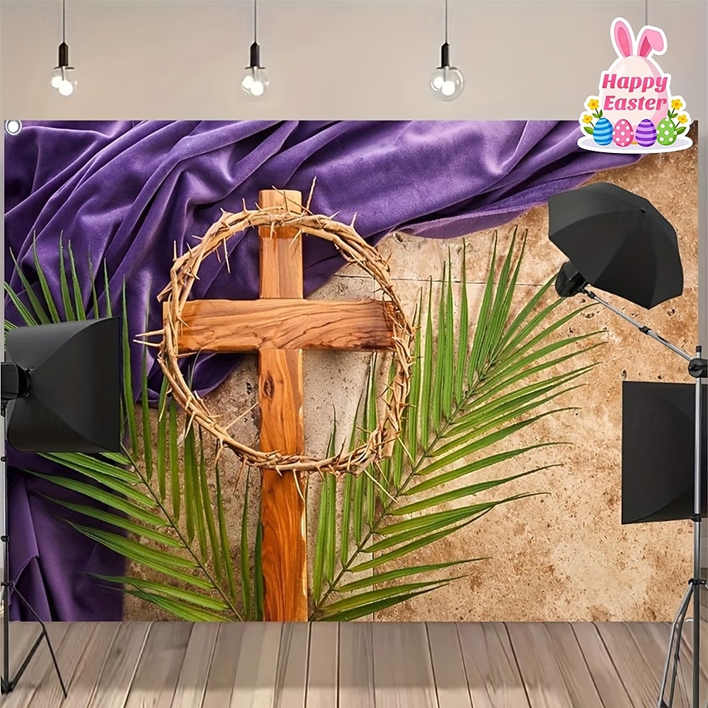 Wielkanocne zmartwychwstanie, pusty grób Jezusa, zmartwychwstał, trzy krzyże, kamień odsunięty, Golgota, święte światło, brama garażowa, baner, gobelin, tło zewnętrzne do kościoła, wystrój domu i 2026 - $20.99 –P4