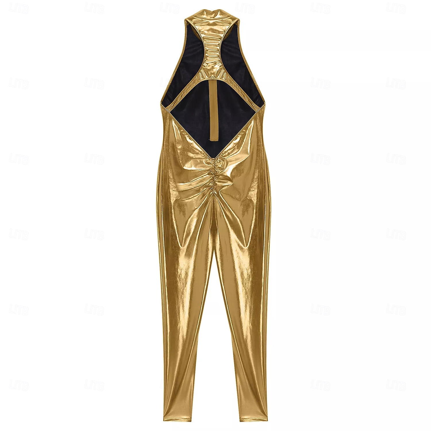 Retro Antiguo Disco Años 80 Mono Sin Mangas Disco Metálico Brillante Corte Bodycon Disfraz Mujer Carnaval Fiesta Bar Club nocturno Adultos Adulto Primavera verano 2026 - $35.99 –P4