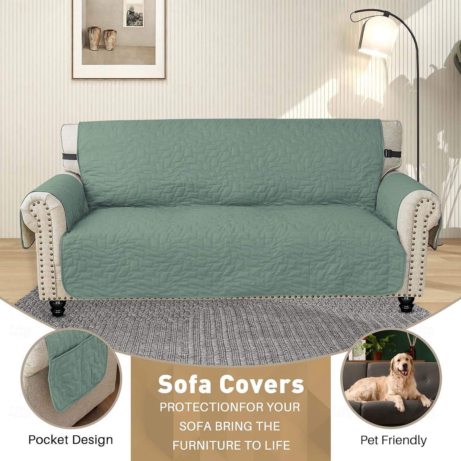 Водонепроницаемый стеганый коврик для дивана с защитой от насекомых, чехол для дивана, полностью закрывающий диван, нескользящий, прочный, для защиты мебели, подходит для использования в любое время 2026 - $37.99 –P15