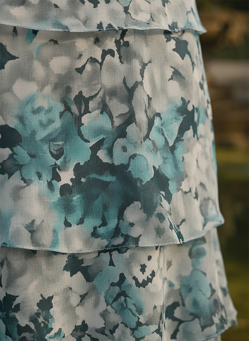A-Linie Kleid Knöchellänge Cocktailkleid Brautmutterkleid Dreiviertelarm V Ausschnitt Elegant Lässig Formell Hochzeitsgast Ferien Chiffon mit Blumenmuster Rüschen Kaskadierende Rüschen 2026 - $194.99 –P2