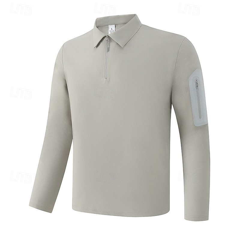 Men's Solid Colored Running T-Shirt Compression Shirt Casual Polo Shirts Running Shirt Summer Spring Quarter Zipper Long Sleeve Quick Dry Lightweight Moisture Wicking Gym Workout Active Training 2026 - $25.99 –P1