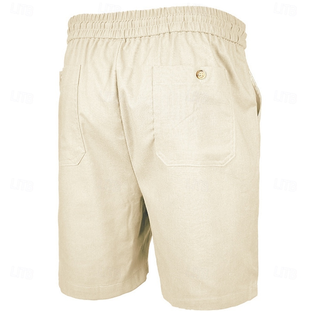 Men's Shorts Linen Shorts Summer Shorts Beach Shorts Drawstring Elastic Waist Plain Comfort Breathable Short Daily Outdoor Beach Vacation Fashion Blue Black Inelastic 2026 - $29.99 –P6