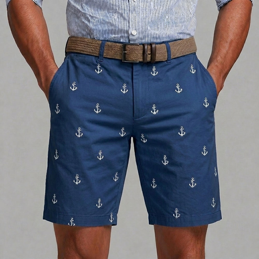 Men's Nautical Anchor Bermuda Shorts Casual Shorts Golf Shorts Mid Waist Business Casual Work Beach Sports Outdoor Flat Front Shorts with 4 Pockets Designer Clothing Apparel 2026 - $25.99 –P1