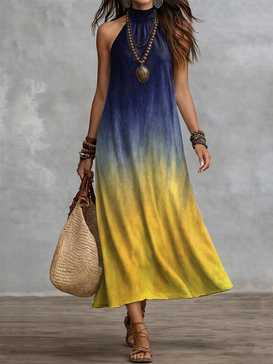 Жен. Длинное платье Повседневное платье Шифоновые платья Платье в стиле 50-х годов Шикарные платья в стиле бохо Богемия Отпуск тропический Пляж Праздники Свидание Свободное облегание Омбре Графика 2026 - $39.99 –P4