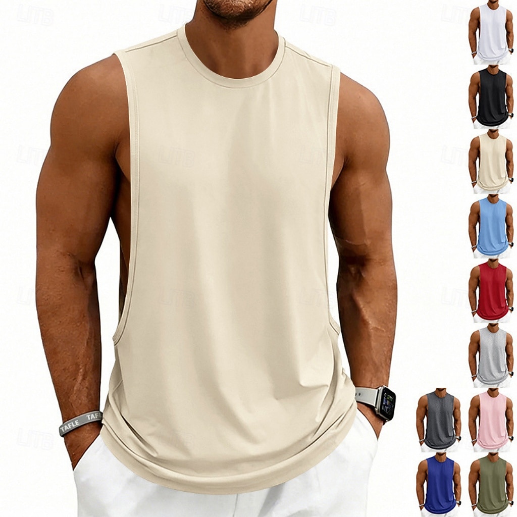 Hombre Camiseta sin mangas Chaleco Camisetas Interiores Camisa sin mangas Sin Mangas Escote Redondo Verano Primavera Plano Moda Deportivo Clásico Puro Casual Gimnasia Calle Negro Blanco Rosa Camiseta 2026 - $13.49 –P1