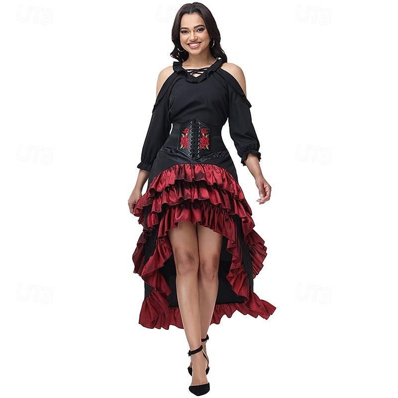 Set Medievale Rinascimento Gonna Blusa / Camicia Corsetto con accessori Pirata Costume Per donna Costumi da pirata Halloween Carnevale Mascherata Fiera Rinascimentale Festa a tema retrò Adulti Blusa del 2026 a $58.99 –P7