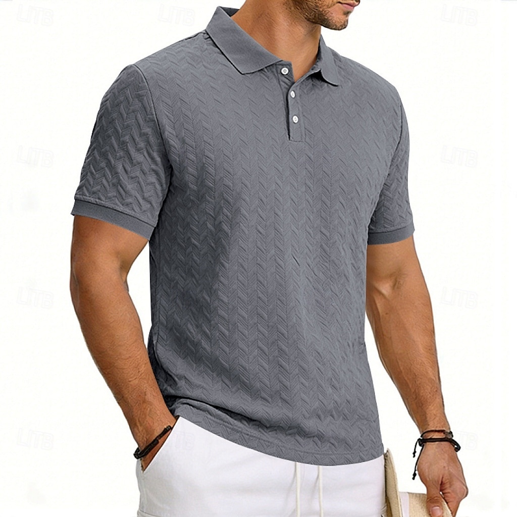 Men's Polo Polo Shirts Casual Street Lapel Short Sleeve Basic Modern Plain Lightweight Buttons Summer Spring Regular Fit Black White Khaki Dark Grey Army Green Polo 2026 - $21.99 –P4