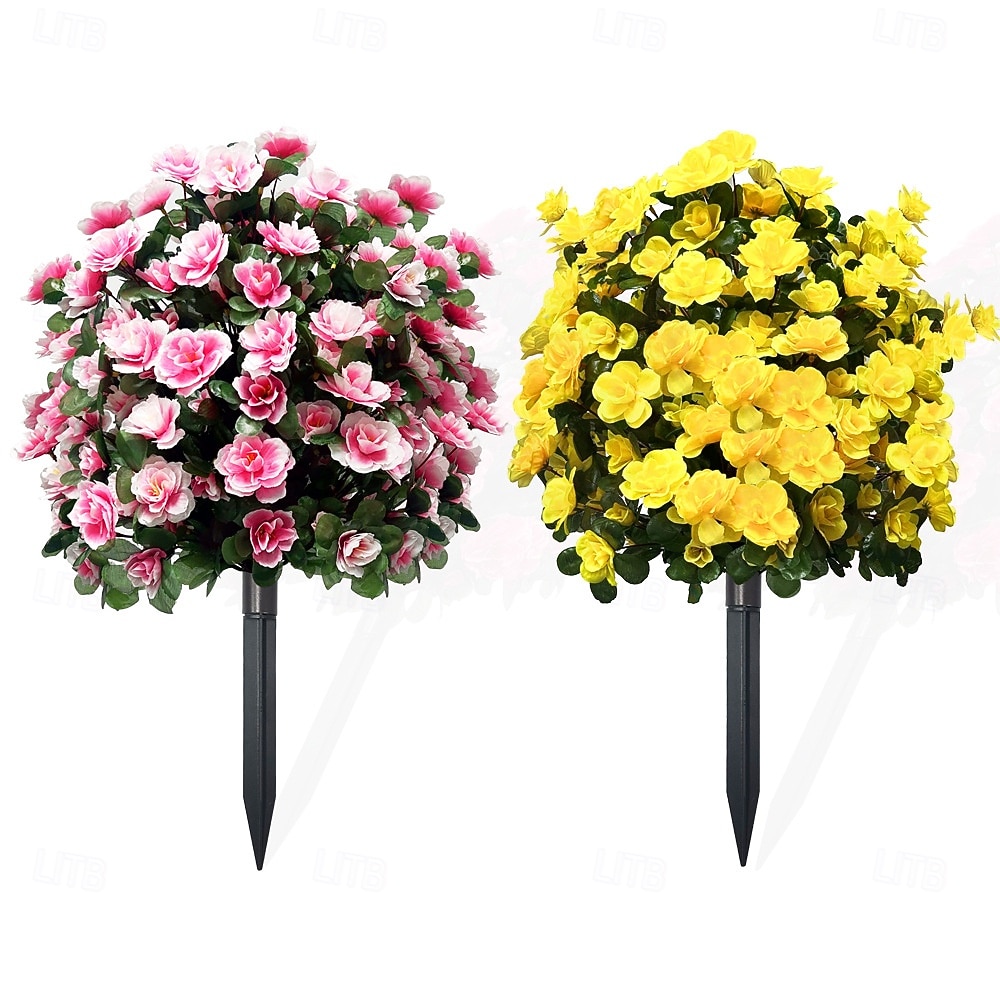 Artificial Azalea Flower with Ground Stakes, 23" UV Resistant Fake Azalea Garden Stake, Faux Greenery Shrubs for Outdoor Porch, Patio, Wedding, Party Decor, Durable, Easy-to-Install Garden Accessory 2026 - $35.99 –P6