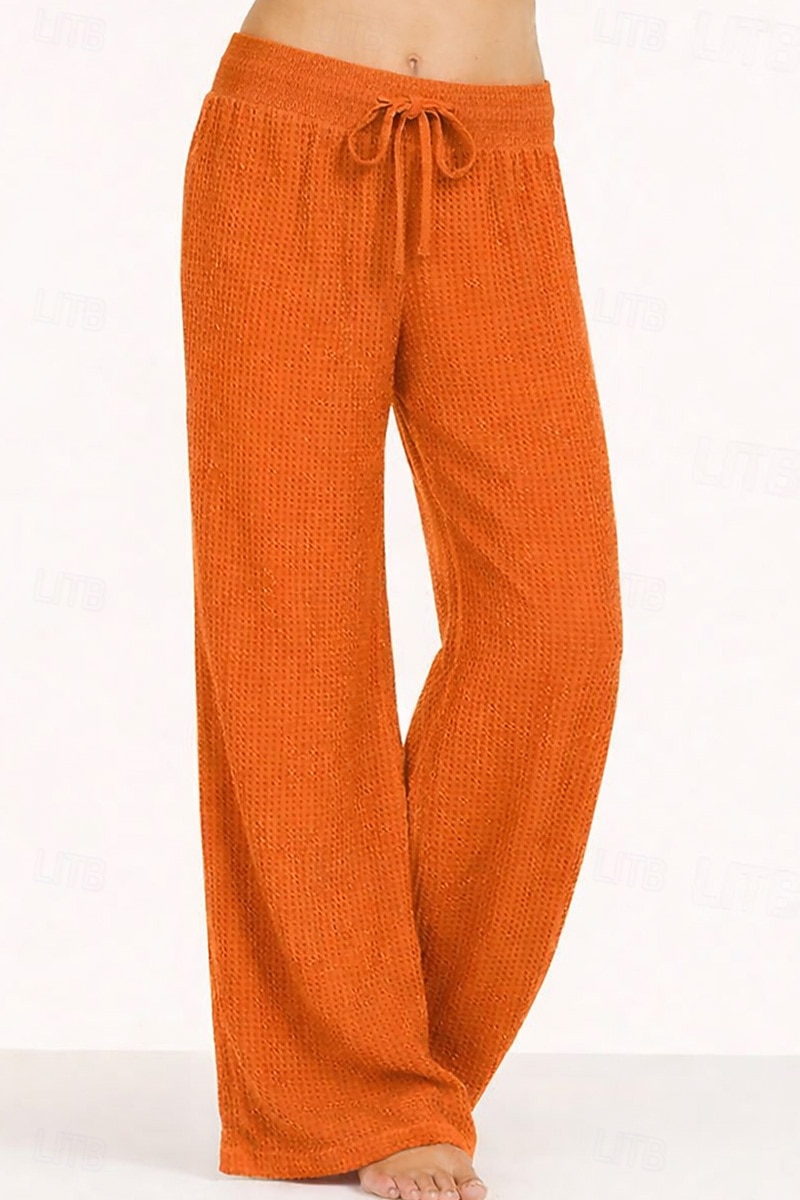 Per donna Nido d'ape Gamba larga Pantaloni Pantaloni Palazzo Vacanza Moda Streetwear Lunghezza intera Vita Alta Semplice Elastico in vita Comodità Traspirabilità Confortevole Inelastico Quotidiano del 2026 a $26.99 –P1