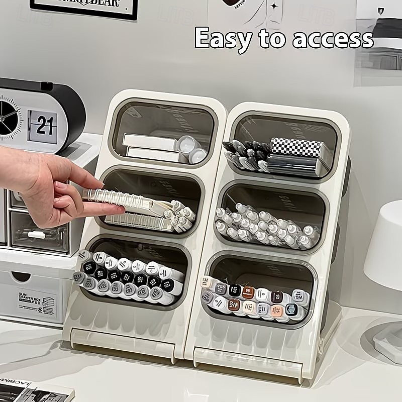 2 Schreibtisch-Aufbewahrungsboxen, Stiftehalter mit großem Fassungsvermögen, schräge Stiftebehälter für Schülerschreibtische, Organizer für Bürobedarf und Marker, Schreibtisch-Aufbewahrungsregale 2026 - $19.99 –P1