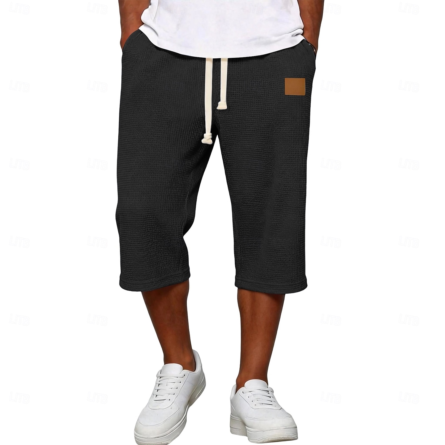 Bărbați Pantaloni scurți Waffle Pantaloni Capri Pantaloni Scurți Pantaloni scurți casual Buzunar Talie elastică Simplu Confort Respirabil Lungime gambă Casual În aer liber Plajă Vacanță Modă Negru Alb 2026 - $21.99 –P5