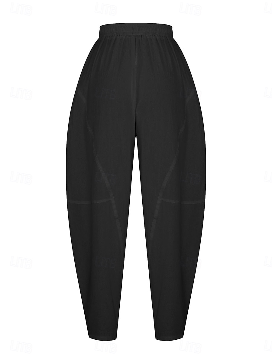 Per donna Finto cotone e lino Chinos Pantaloni Estivi Pantaloni Semplice Casual Lunghezza intera Vita Alta Semplice Tasca Elastico in vita Baggy Comodità Traspirabilità Morbido Micro-elastico del 2026 a $17.99 –P9