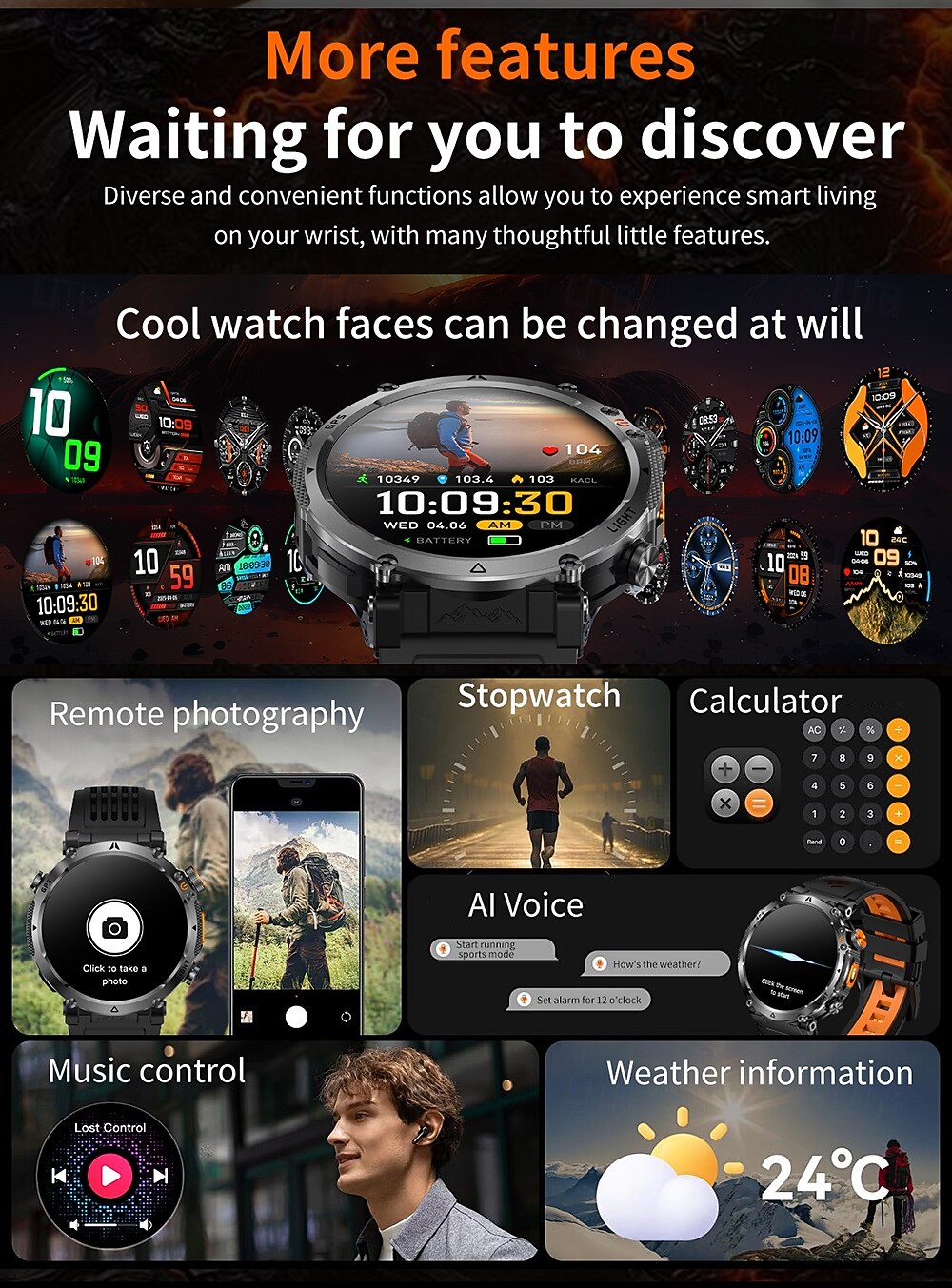 Rugged GPS Smart Watch for Men, Outdoor Sports Watch with 6 Satellite Positioning Systems, Trajectory Return Tracking for Mountaineering Hiking, Heart Rate SpO2 Monitor, Waterproof Metal Band Watch 2026 - $57.99 –P16