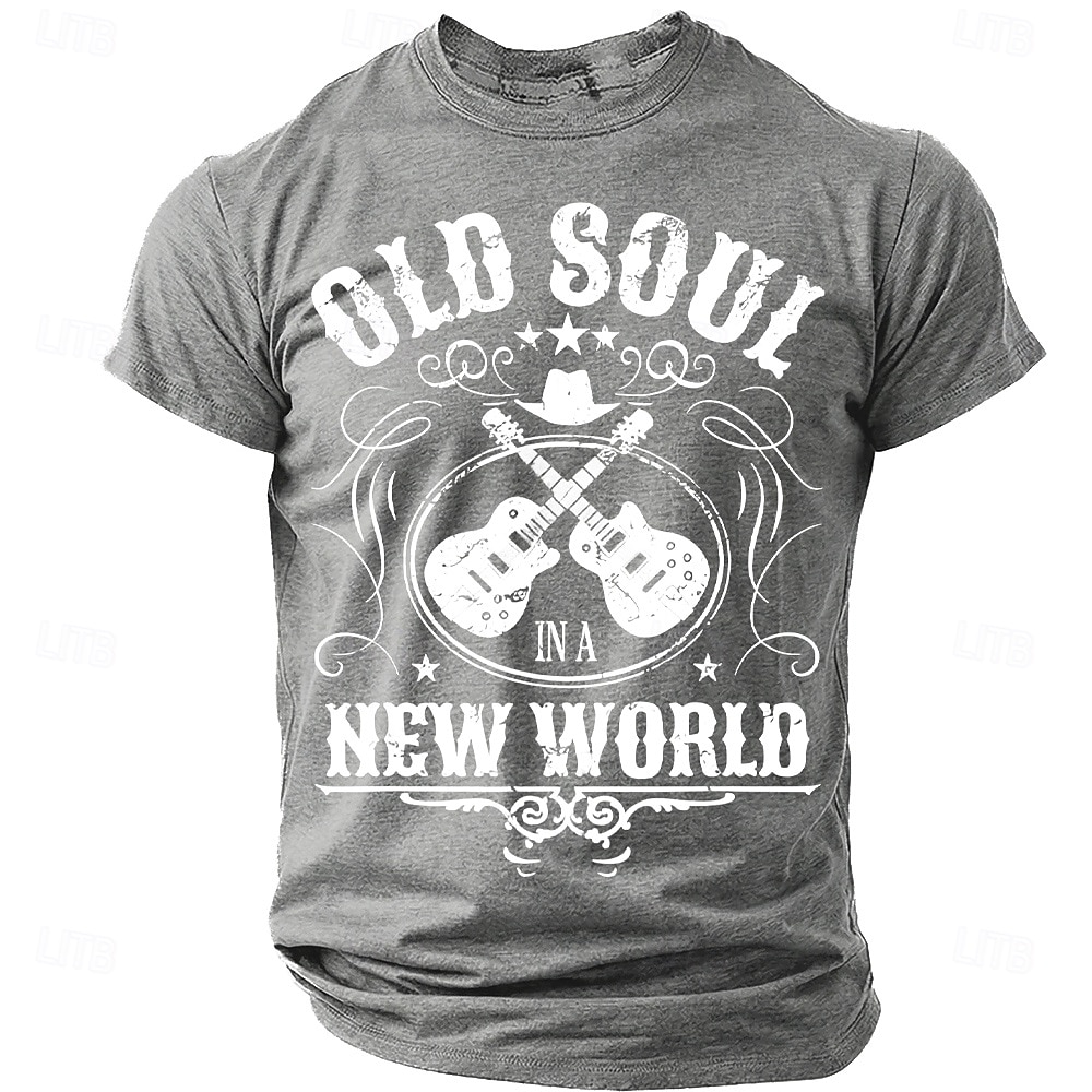 Men's Old Soul In A New World Crossed Guitars Cowboy Hat Stars Vintage Distressed Country Music Retro T Shirt Tee Graphic Regular Fit Casual Concert Gift Designer Clothing Apparel S M L XL XXL XXXL 2026 - $18.99 –P9
