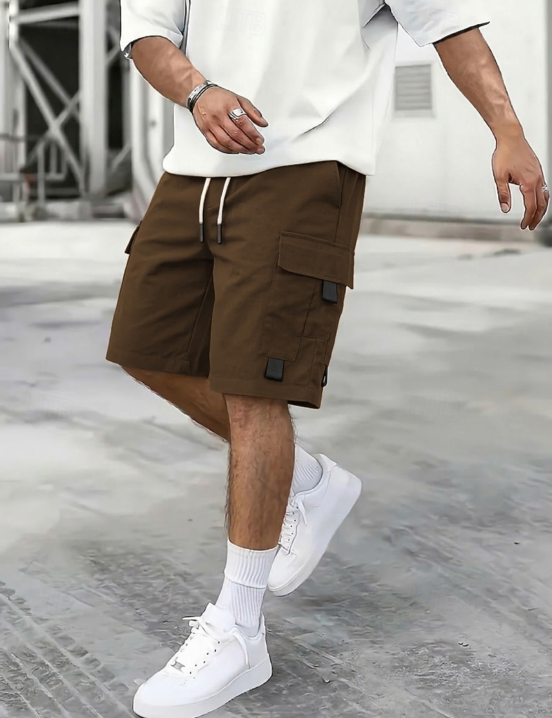 Voor heren Ladingbroek Cargoshorts Korte broek Casual korte broek Zak Elastische taille Effen Knielengte Casual Buiten Streetwear Modieus Streetwear Zwart Marineblauw Inelastisch 2026 - $22.99 –P8