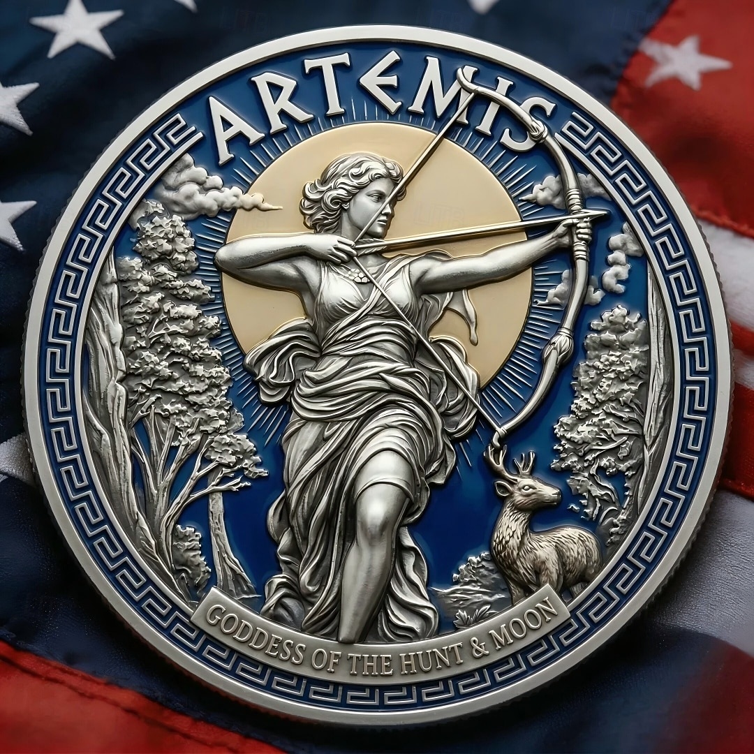 Herdenkingsmunt voor de Artemis II-maanmissie, eerbetoon aan de bemande maanmissie in 2026, astronaut &Raket als verzamelobject, historisch aandenken aan het Amerikaanse ruimteprogramma. 2026 - $19.99 –P1