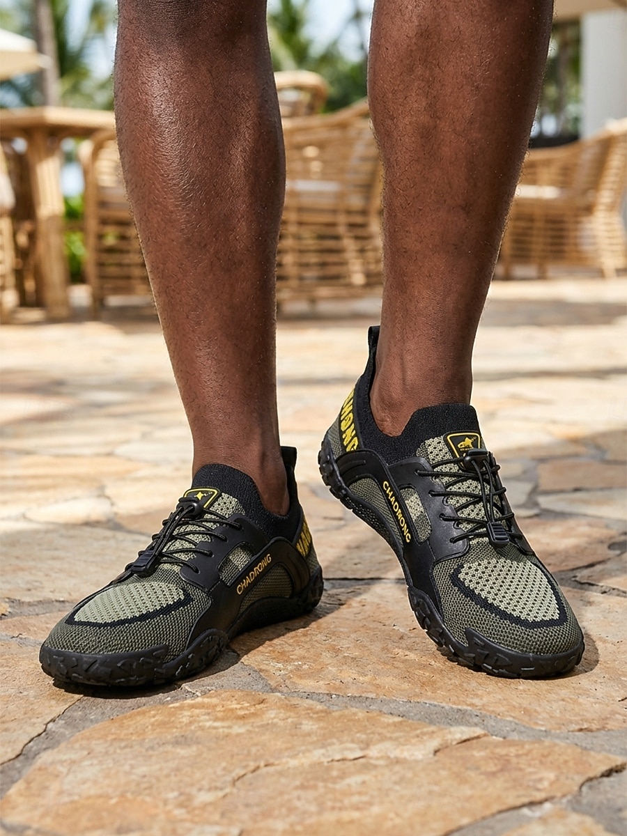 Men's Gray and Black Outdoor Sneakers Lace-Up Lightweight Breathable Comfort Walking Shoes Durable Sport Casual Footwear for Outdoor Resort, Vacation Travel, Warm Weather 2026 - $34.99 –P2