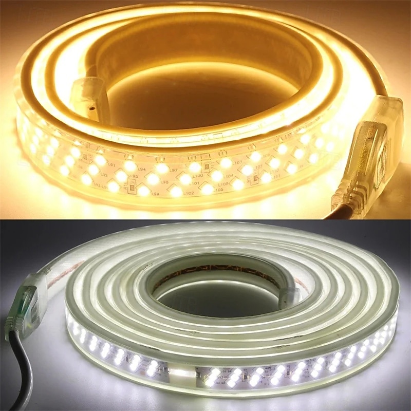 Hochleistungsfähige, wasserdichte LED-Streifen, 180 LEDs pro Meter, 220-V-EU-Stecker, warmweiß, weiß und neutralweiß, für Garten, Hochzeit, Urlaub, Pool, Party und als stimmungsvolle Dekorationsbeleuchtung. 2026 - $8.99 –P1