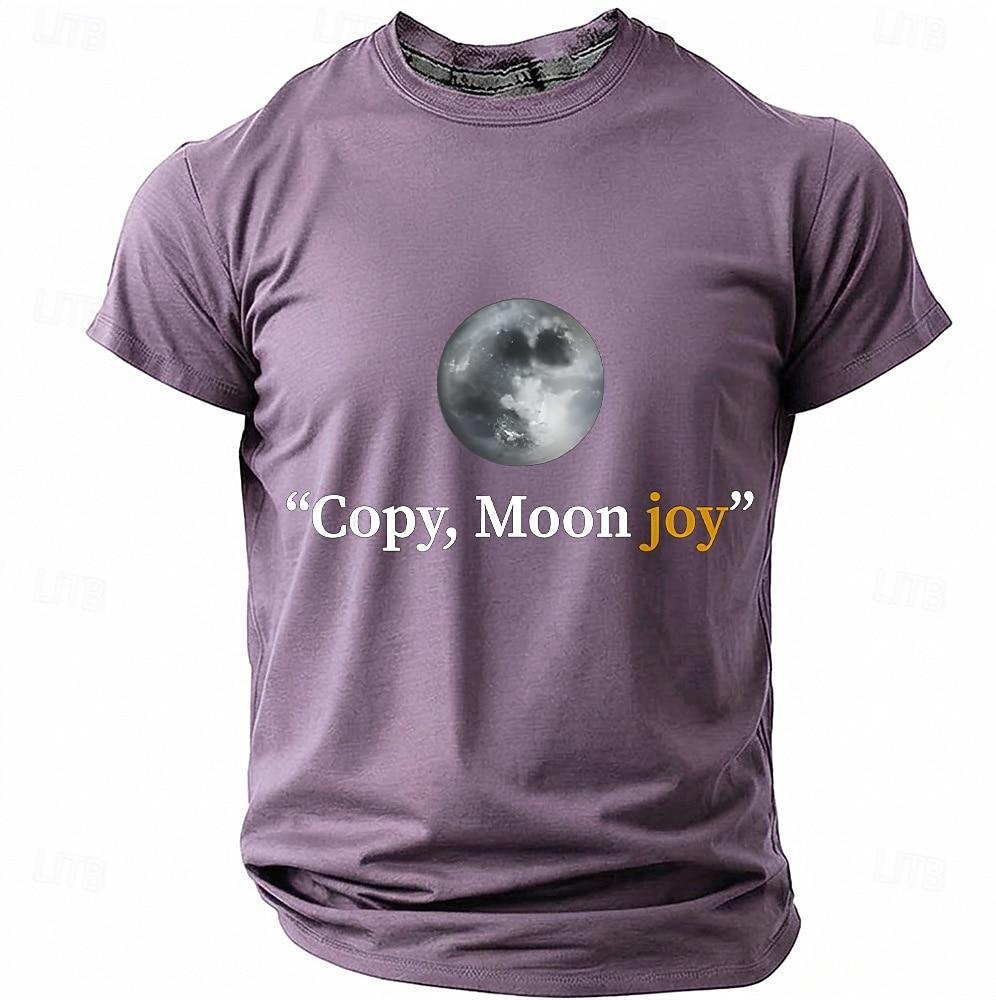 Men's "Copy, Moon joy" Full Moon Graphic T Shirt Short Sleeve Crew Neck Astronomy Space Lover Sarcastic Humor Quote Teal Blue Relaxed Fit Birthday Gift Designer Clothing Apparel 2026 - $18.99 –P7