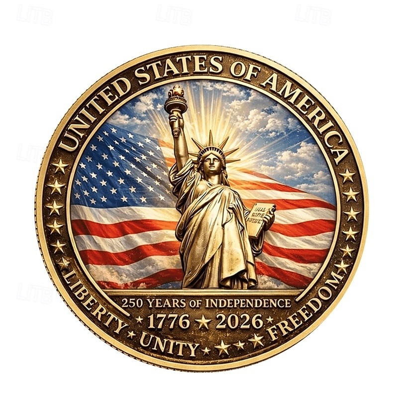Pièce commémorative du 250e anniversaire des États-Unis, pièce de collection patriotique ornée d'un aigle, de la liberté et du drapeau américain, souvenir en métal durable à exposer, 1776-2026 de 2026 ? $19.99 –P2