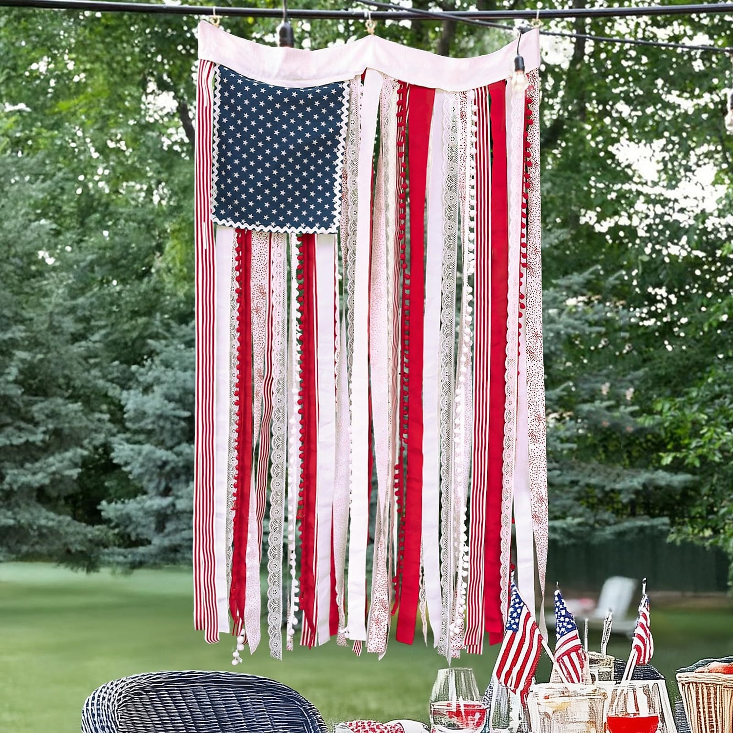4th of July Decorations - Patriotic Memorial Day Decor - 4 x 2.3 Ft Rag American Flag Banner for Home Party Supplies - Fourth of July Deals Independence Day Accessories for Indoor Outdoor Decoration 2026 - $31.99 –P1
