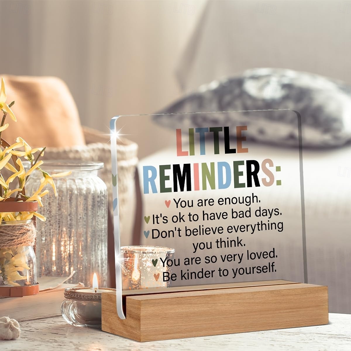 Inspirational Motivational Gifts Employee Appreciation Gifts Little Reminders You are Enough Clear Desk Decorative Sign Acrylic Sign With Wooden Stand for Office Desk Table Shelf 2026 - $9.99 –P4