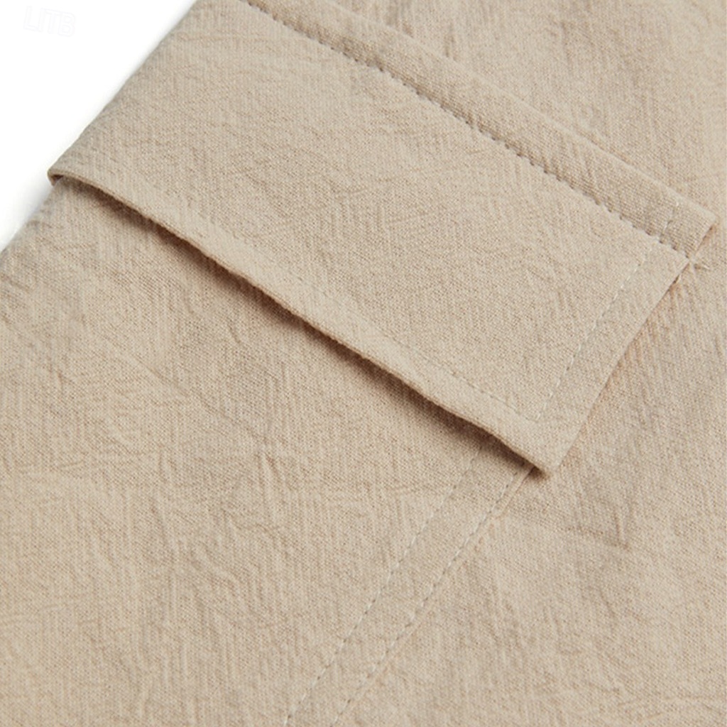 Short cargo en lin pour homme – longueur genou, taille élastique avec cordon de serrage, multipoches, confortable &respirant, décontracté, extérieur &vacances à la plage, noir & blanc de 2026 ? $35.99 –P8