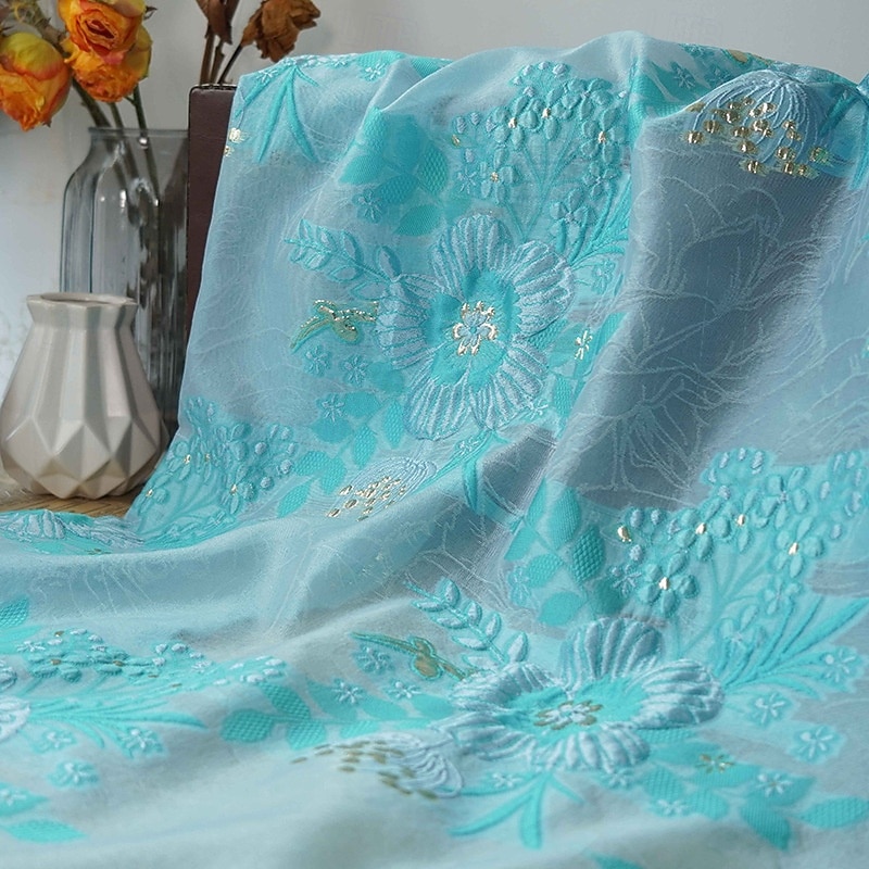 A-linje Ankellengde Te-lengde Floral kjole Cocktailkjoler Elegant Blomster Semiformell / Cocktailfest Kortermet Båthals Hage fest Bryllup Organza Jacquard med Plissert 2026 - $164.69 –P5
