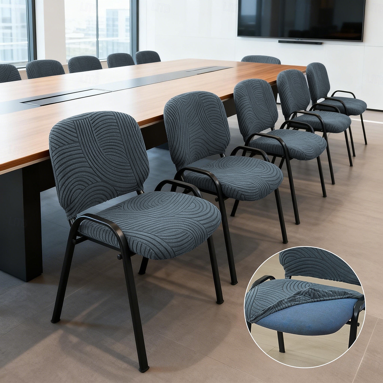 Housse extensible et fendue pour chaise de conférence, protection pour coussin d'assise et dossier de bureau, motif floral arqué, housse antidérapante pour toutes les saisons de 2026 ? $15.49 –P3