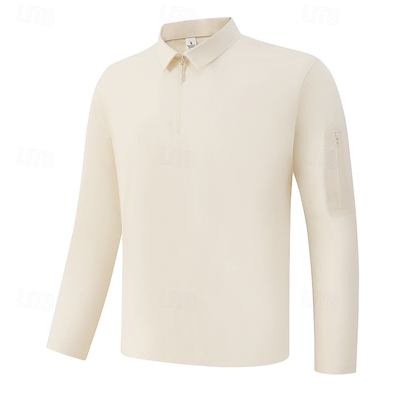 Men's Solid Colored Running T-Shirt Compression Shirt Casual Polo Shirts Running Shirt Summer Spring Quarter Zipper Long Sleeve Quick Dry Lightweight Moisture Wicking Gym Workout Active Training 2026 - $25.99 –P9