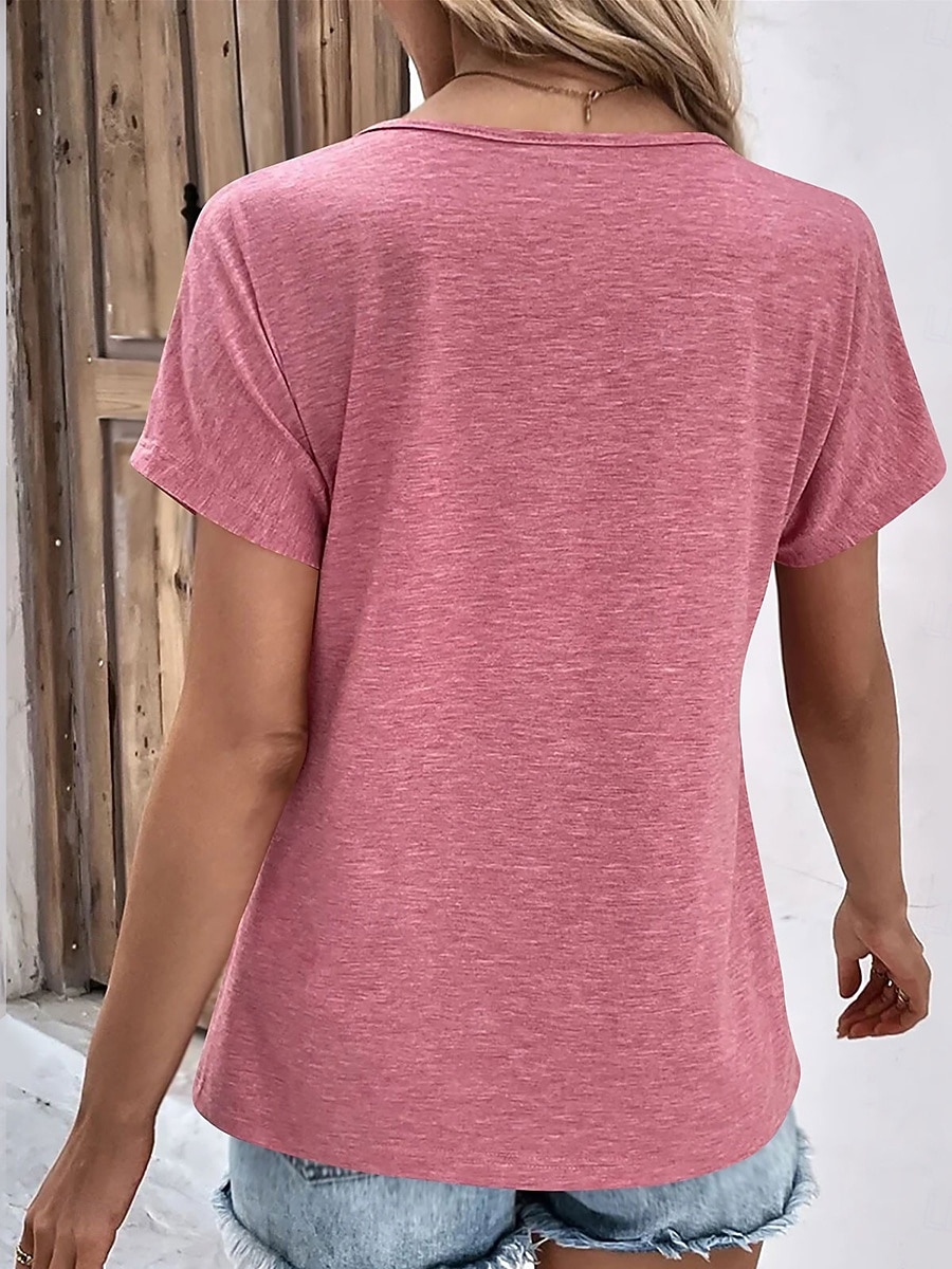 Per donna Top estivi Arricciato Bottoni Grafico Semplice Elegante Classico Manica Corta Scollo a V Top lunghi Casuale Quotidiano Abbigliamento da vacanza Bianco Rosa Verde Grigio Azzurro Estate del 2026 a $21.99 –P4