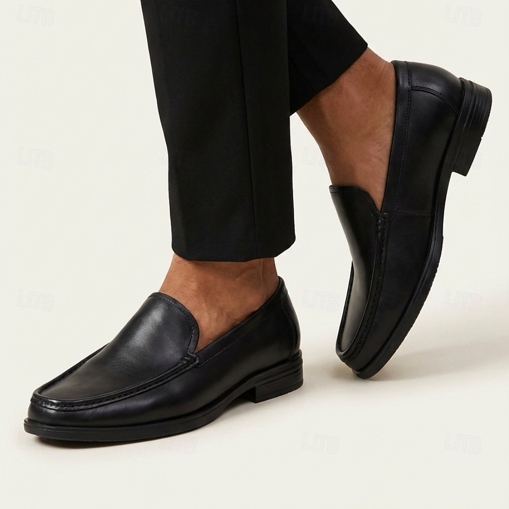Mocassins masculinos clássicos pretos de couro, macios e de alta qualidade, elegantes e perfeitos para o escritório, negócios e ocasiões formais. de 2026 por $94.99 –P4