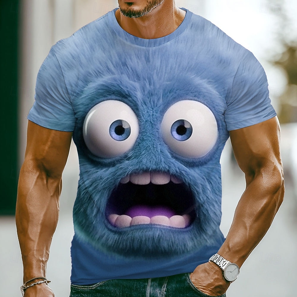 Herre Morsomme Emotes T-skjorte Kortermet T-skjorte 3D-print Rundhalset Mote Overdrevet Avslappet Daglig Gate Blå Lysegrønn Rød Sommer Vår Klær S M L XL XXL XXL 2026 - $18.99 –P2