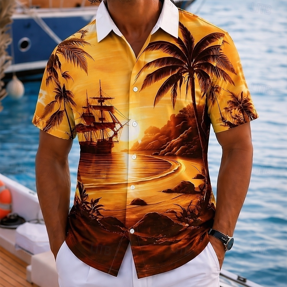 Homens Coqueiro Natureza e Paisagem Plantas Tropicais Camisa havaiana Camisas tropicais Camiseta Aloha Manga Curta Havaiana férias na praia Verão Primavera Aberto para a Lateral Impressão 3D Camisas de 2026 por $25.99 –P1