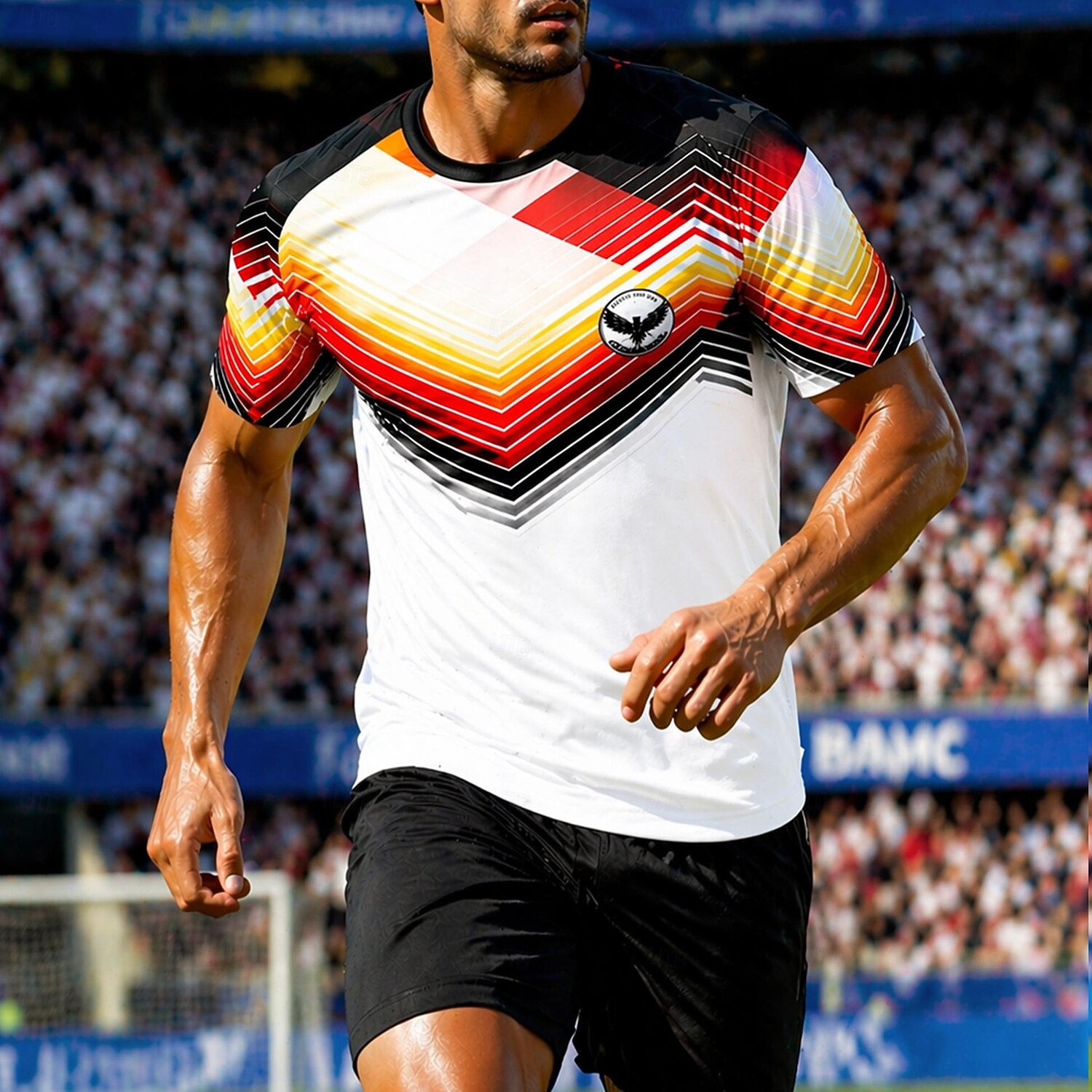 Camiseta de futebol masculina estilo alemão, com estampa geométrica, ideal para o verão, manga curta, proteção solar UPF 50, secagem rápida, tecido de malha respirável, modelo 2026, perfeita para de 2026 por $18.99 –P1