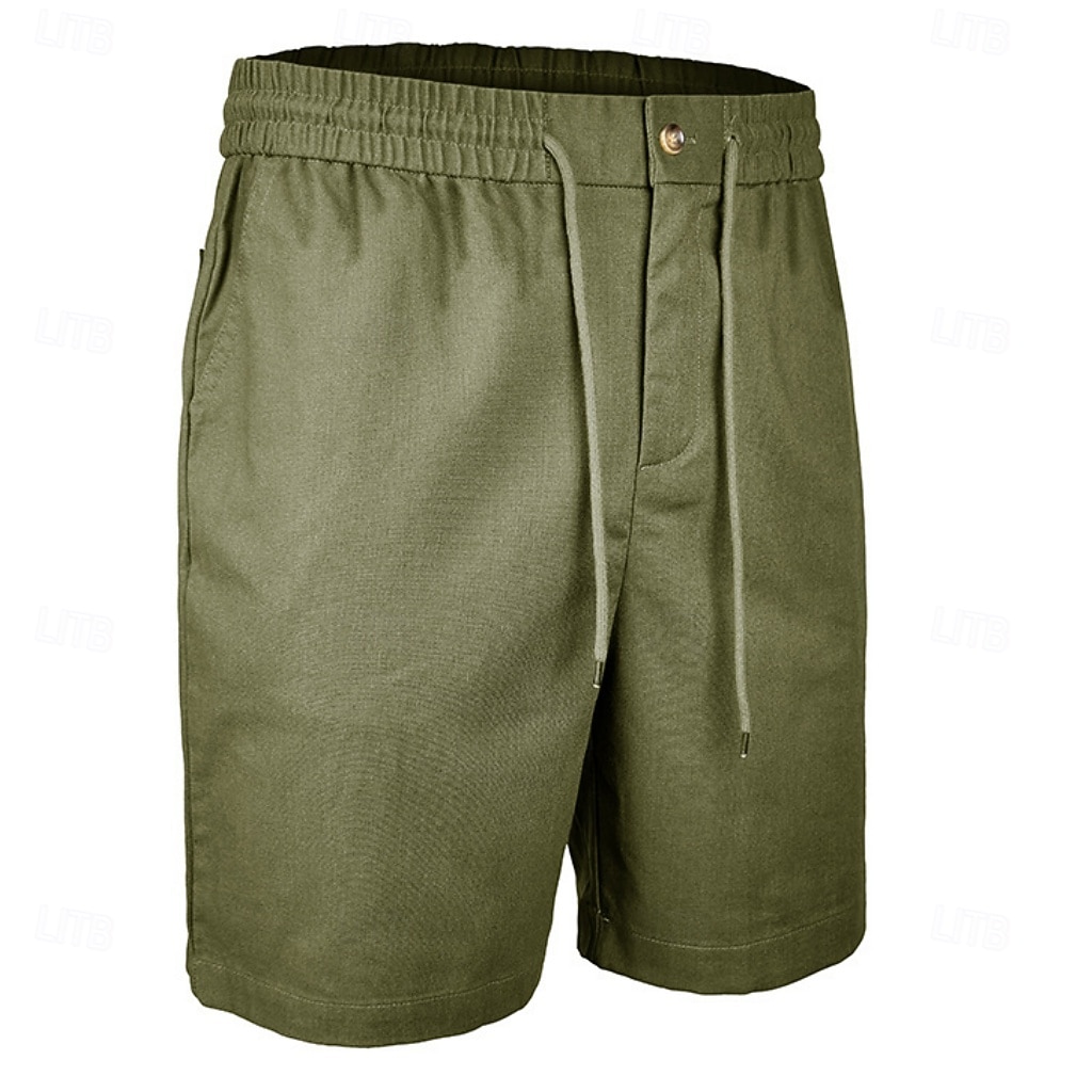 Men's Shorts Linen Shorts Summer Shorts Beach Shorts Drawstring Elastic Waist Plain Comfort Breathable Short Daily Outdoor Beach Vacation Fashion Blue Black Inelastic 2026 - $29.99 –P11