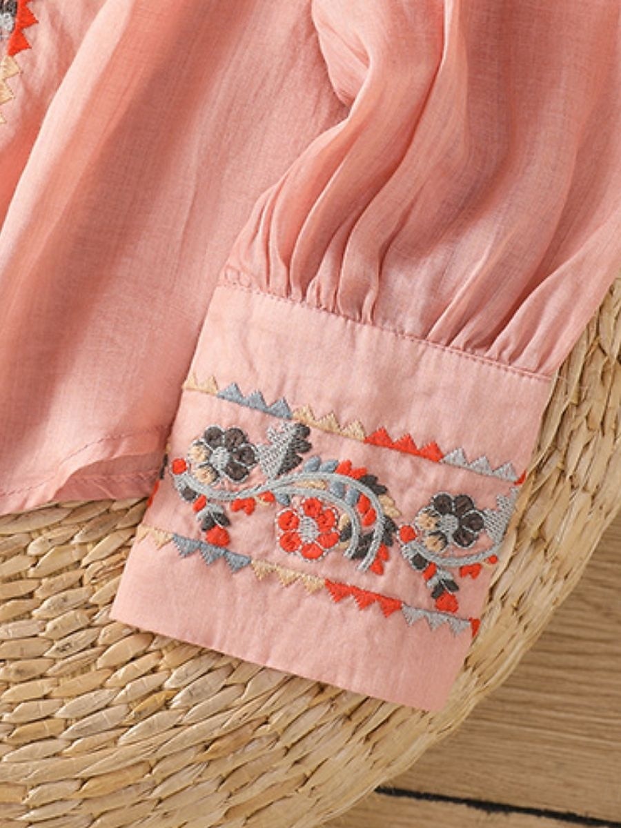 camisa de manga larga para mujer con bordado floral 2026 - $41.99 –P4