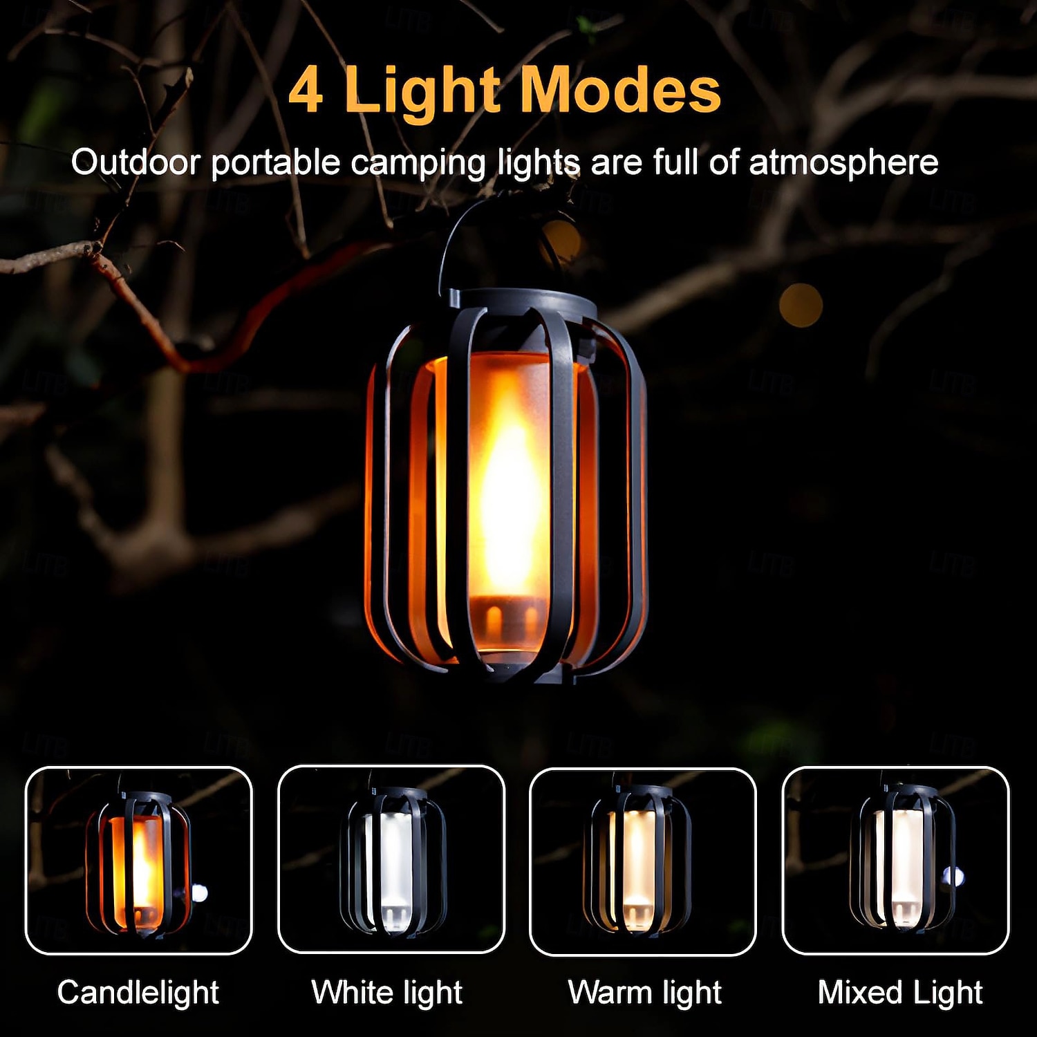 Outdoor Solar & USB Rechargeable Camping Lantern Hanging Light, 4 Lighting Modes, Waterproof LED Lamp for Garden, Patio, Camping, Home, Tripod – Perfect Ambient, Decorative, and Outdoor Lighting 2026 - $30.99 –P1