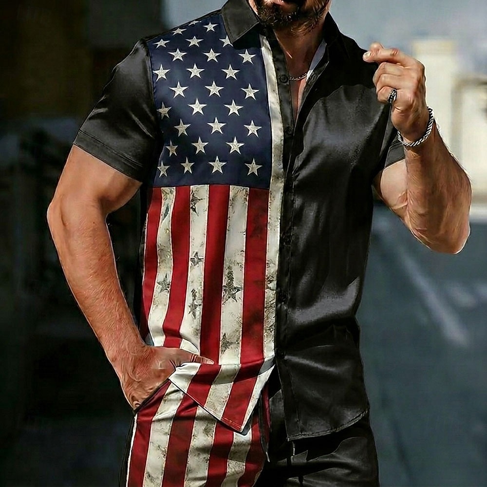 patriotic dress shirts Men's Patriotic Button Up Shirts