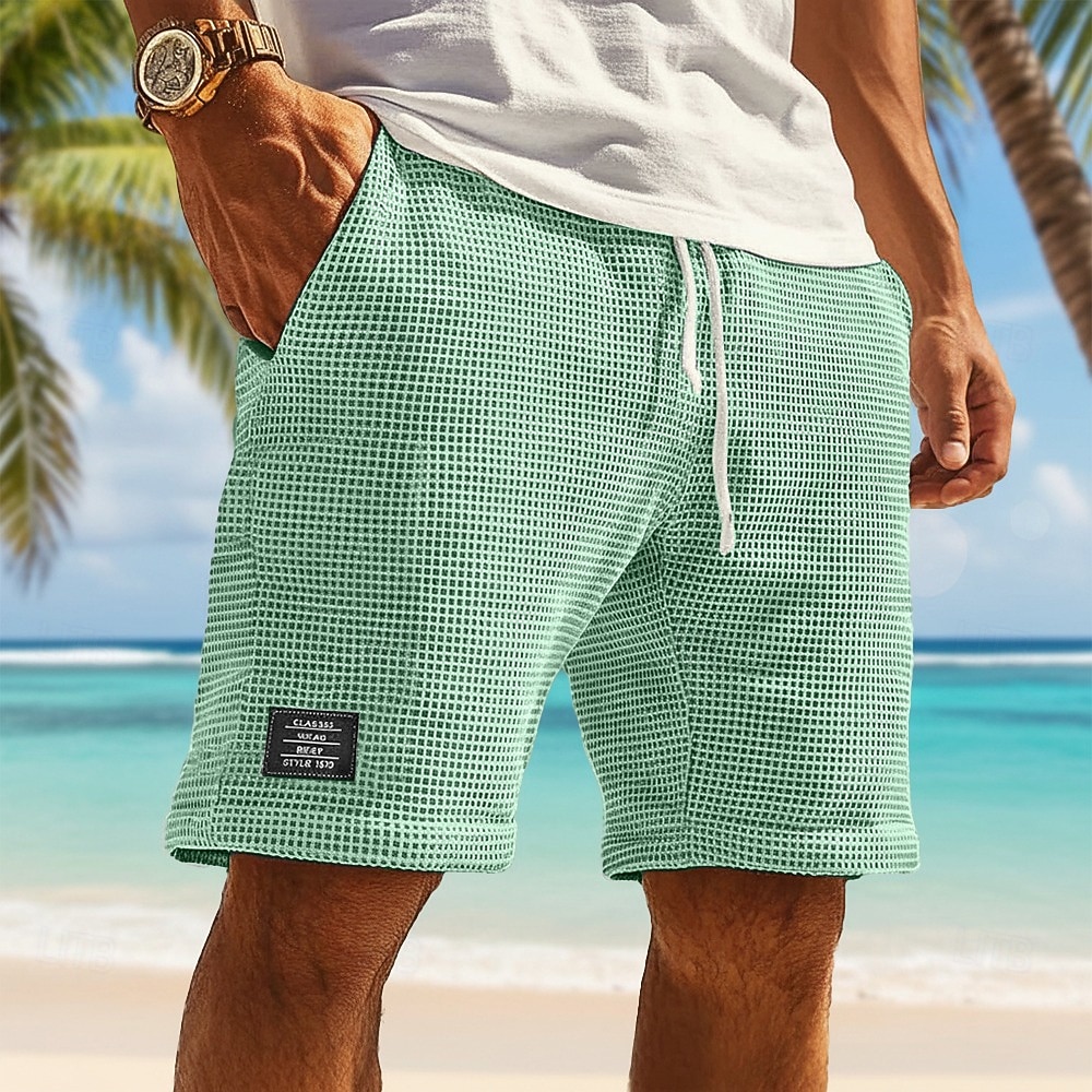 Per uomo Pantaloncini Waffle Pantaloncini Estivi Shorts da Spiaggia Pantaloncini casual Coulisse Elastico in vita Tinta unica Comodità Lunghezza al ginocchio Quotidiano All'aperto Abbigliamento del 2026 a $22.99 –P11