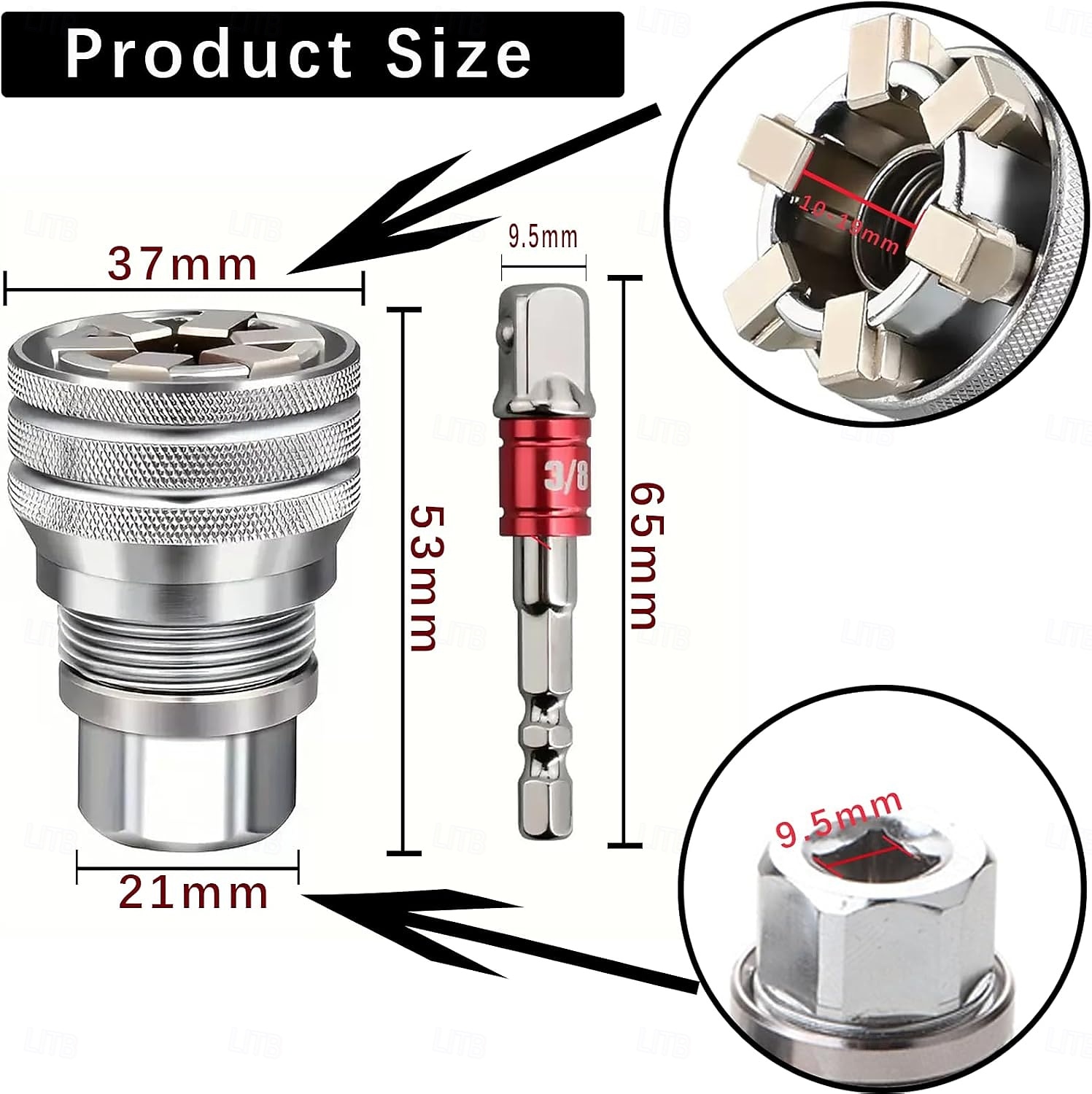 סט כלי מפתח ברגים אוניברסלי מתכוונן, שקע תחזוקה אוניברסלי רב תכליתי 10 מ"מ-19 מ"מ עבור מחגר בעל הנעה 3/8 אינץ', מפתח מומנט &מקדחה חשמלית 2 סטים 2026 - $25.99 –P3