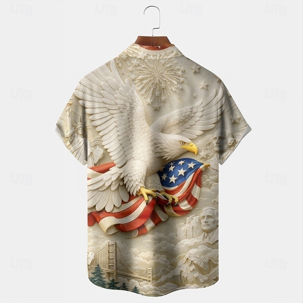 Homens Águia Bandeira dos EUA 250º aniversário dos Estados Unidos Camisa Social camisa de verão camisa de botão Manga Curta Patriótico Ao ar livre Feriado Verão Primavera Aberto para a Lateral de 2026 por $25.99 –P2